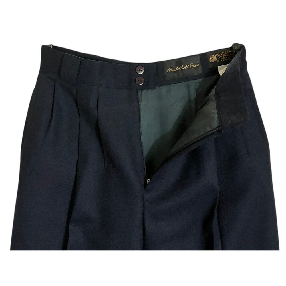 Giorgio Sant'Angelo Women's Navy Hi-Rise 100% Wool 29.5" Inseam Pants SZ 10 VTG - Picture 3 of 7